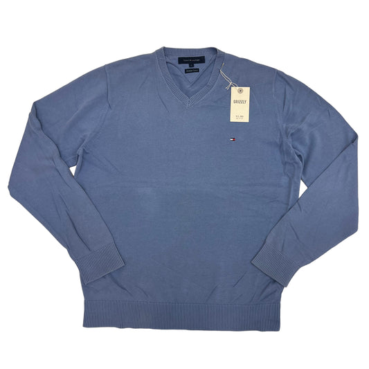 GM10 TOMMY HILFIGER トミーヒルフィガー Premium Cotton ニット トップス Vネック 薄紫系 メンズ L