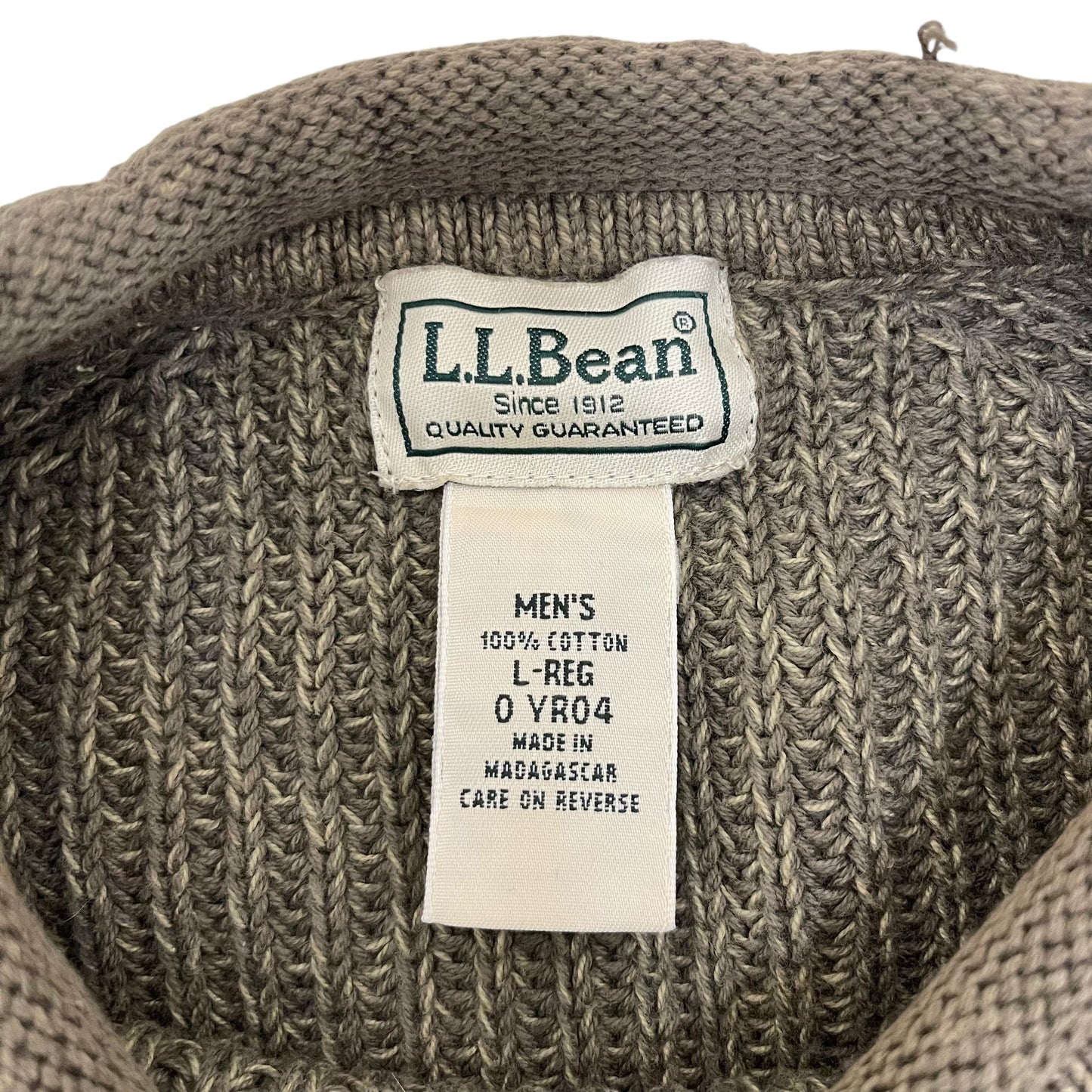 GC317 L.L.Bean コットン100% ニット セーター プルオーバー カーキ メンズ サイズL