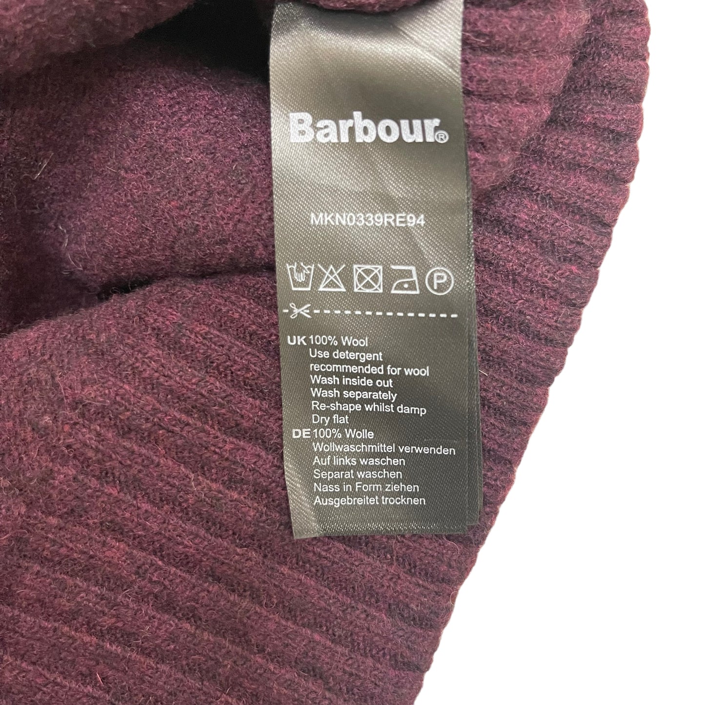 GC231 Barbour ニット セーター トップス ウール100% ボルドー メンズ サイズL