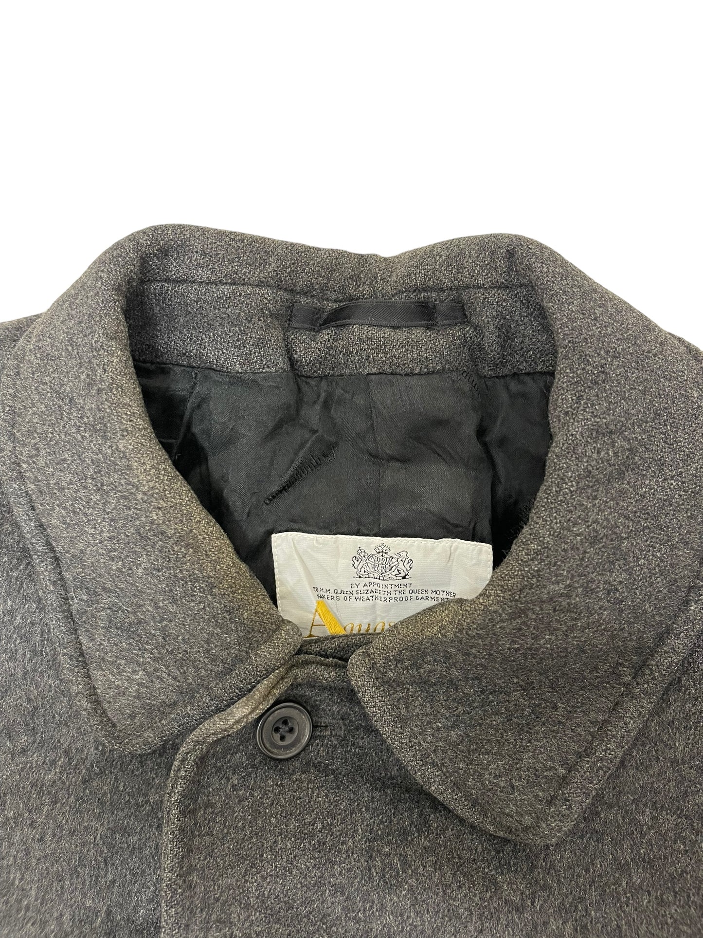 GC378 aquascutum ウール100% ロングコート ウールコート ダークグレー メンズ