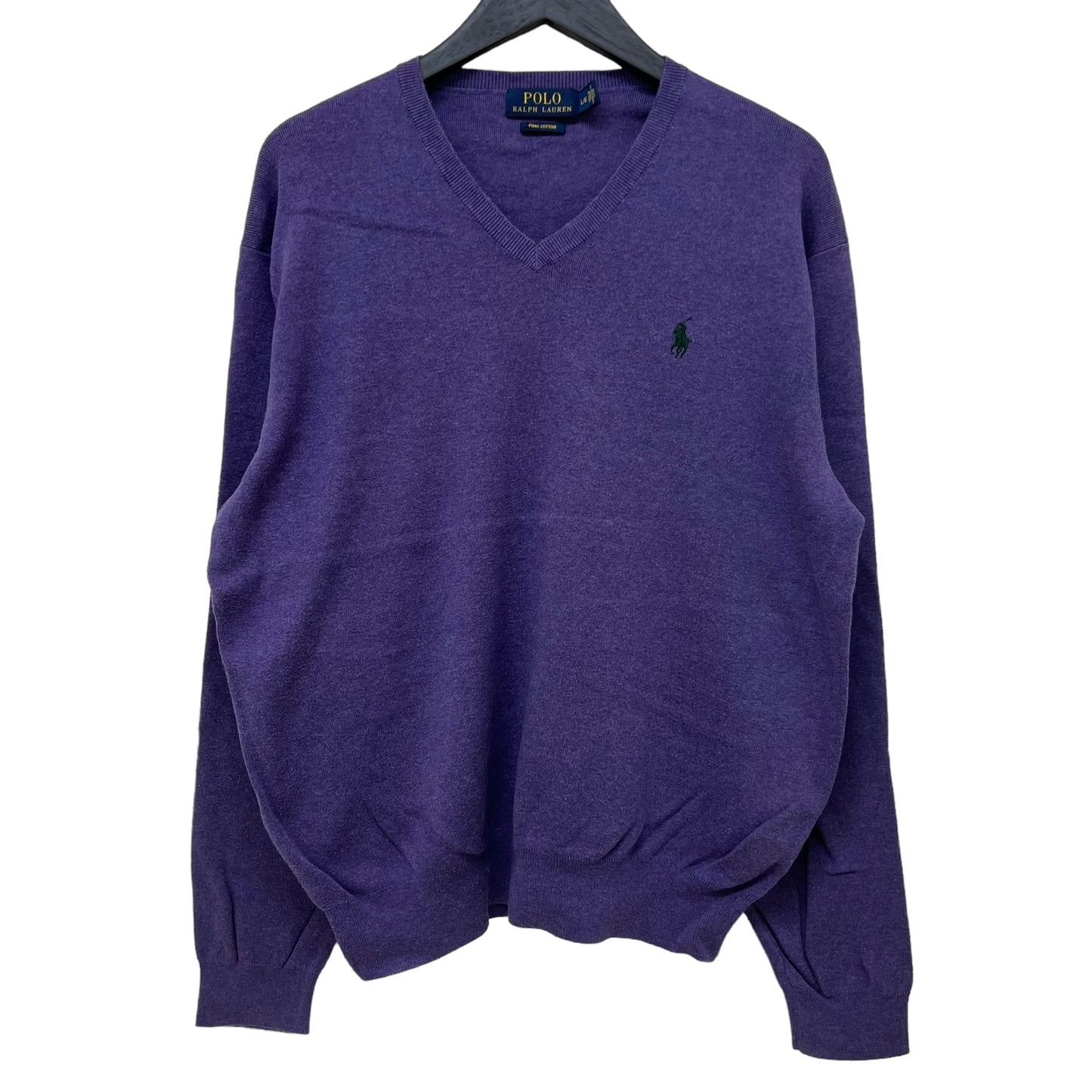 GM244 POLO RALPH LAUREN ポロラルフローレン 長袖 ニット トップス Vネック パープル系 メンズ L