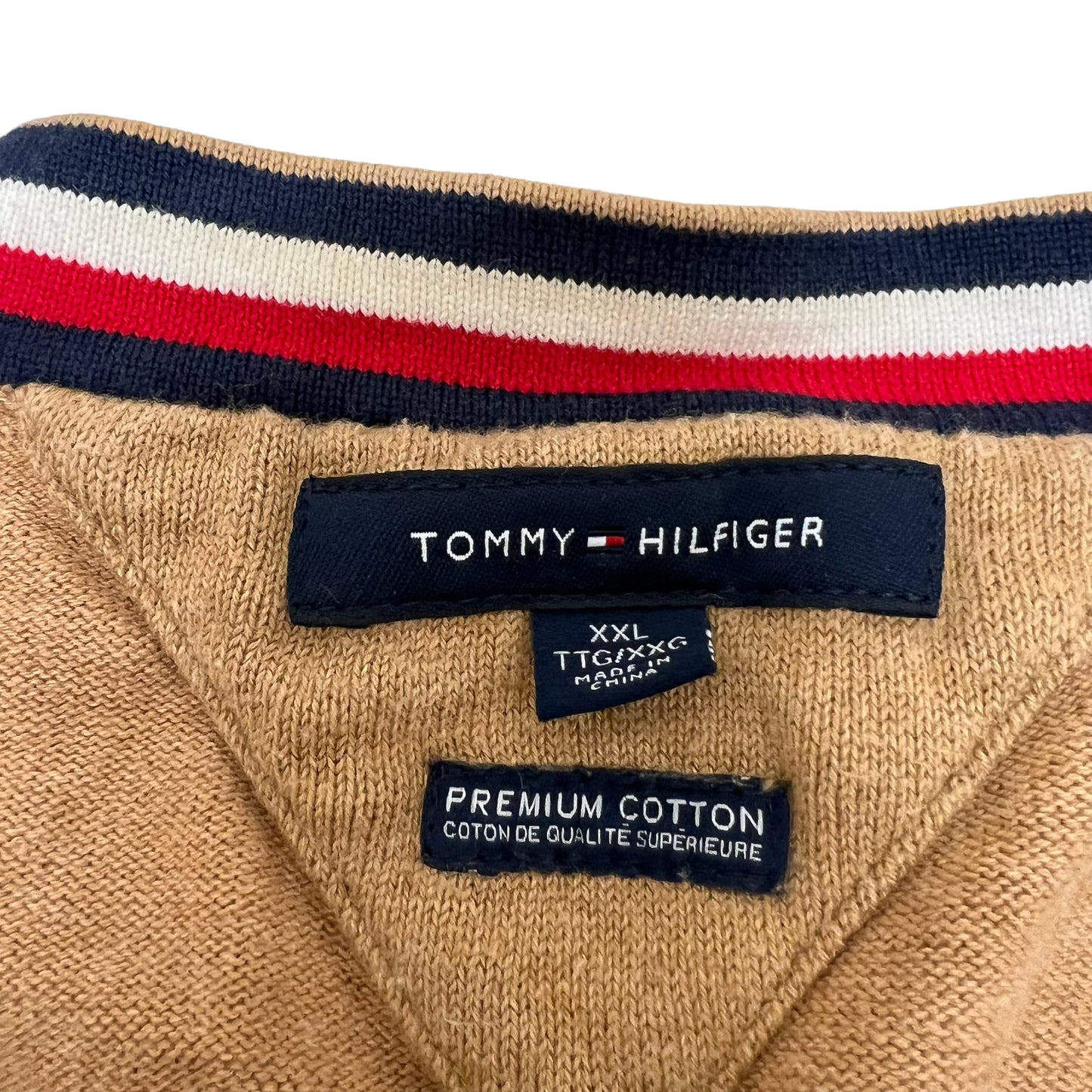 GM229 TOMMY HILFIGER トミーヒルフィガー 長袖 ニット カーディガン トップス ベージュ系 メンズ XXL