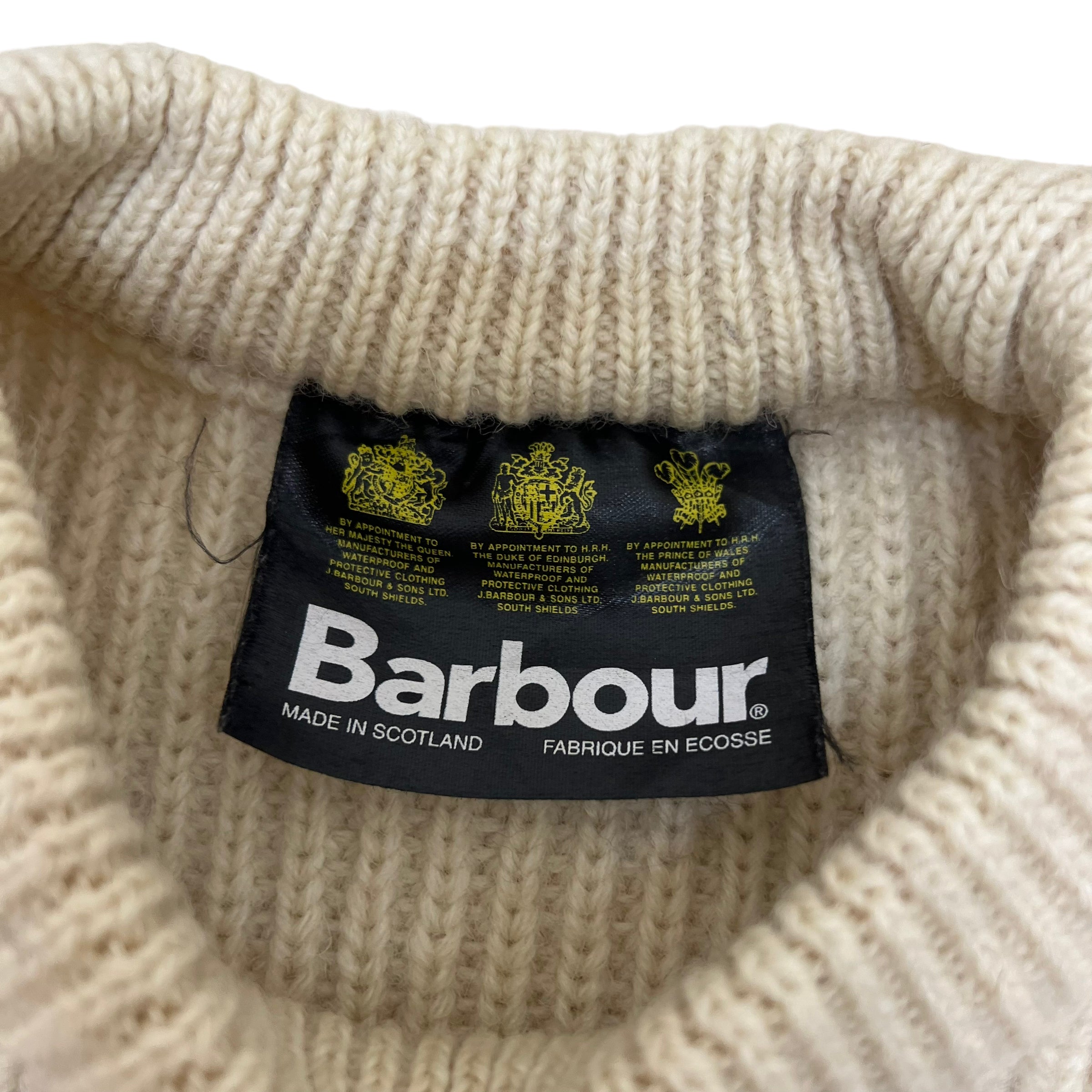 大きいサイズ Barbour バブアー ケーブル編み ニット セーター グレー