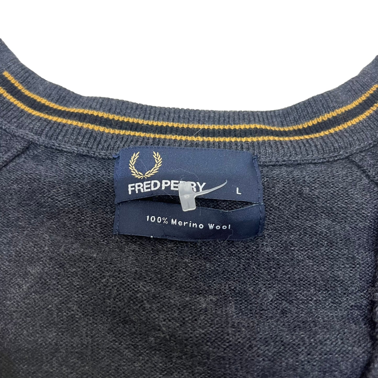 GM355 FRED PERRY フレッドペリー 長袖 ニット カーディガン 上着 羽織り トップス グレー系 メンズ L