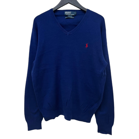 GM254 POLO RALPH LAUREN ポロラルフローレン 長袖 ニット トップス Vネック ネイビー メンズ L