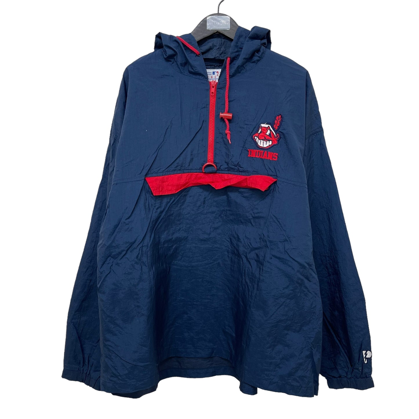 GC224 MLB Cleveland Guardians Cleveland Indians ナイロントップス ハーフジップアップ ネイビー メンズ サイズXL