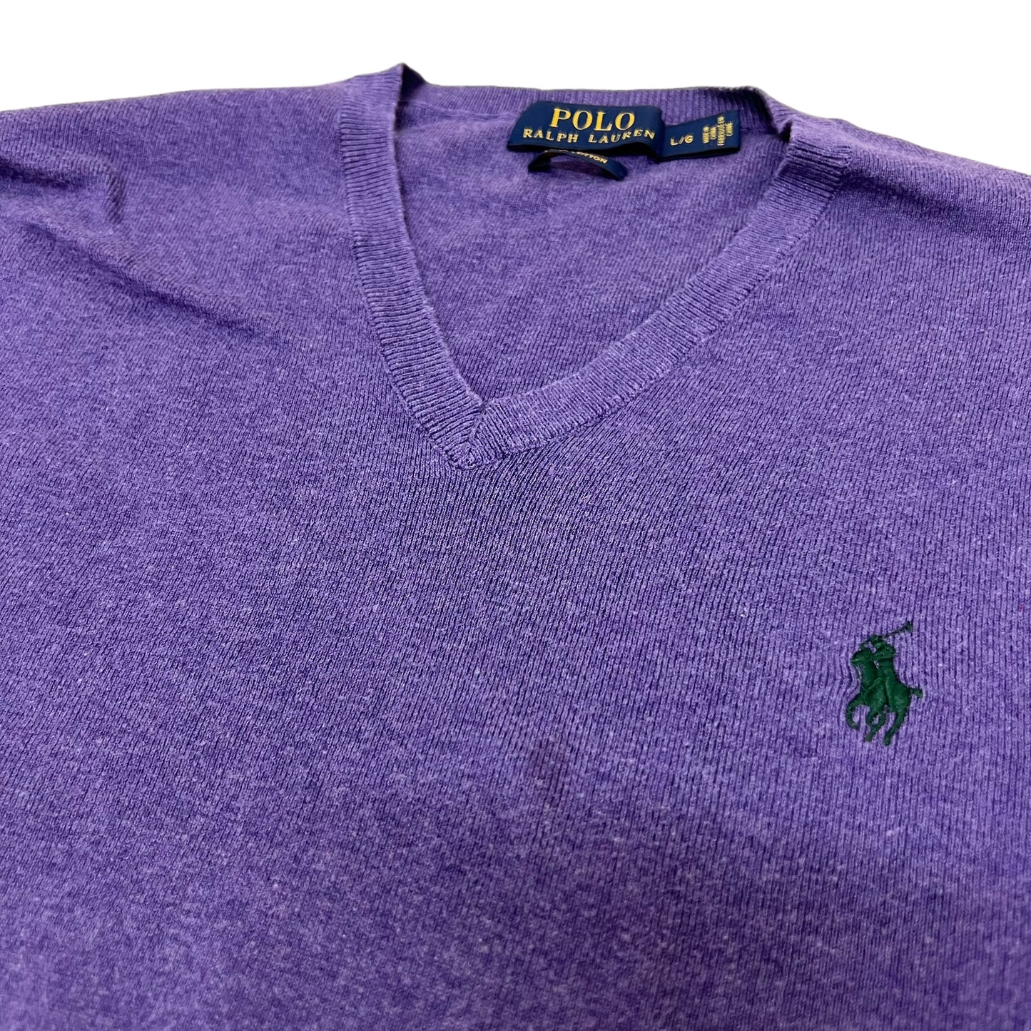 GM244 POLO RALPH LAUREN ポロラルフローレン 長袖 ニット トップス Vネック パープル系 メンズ L