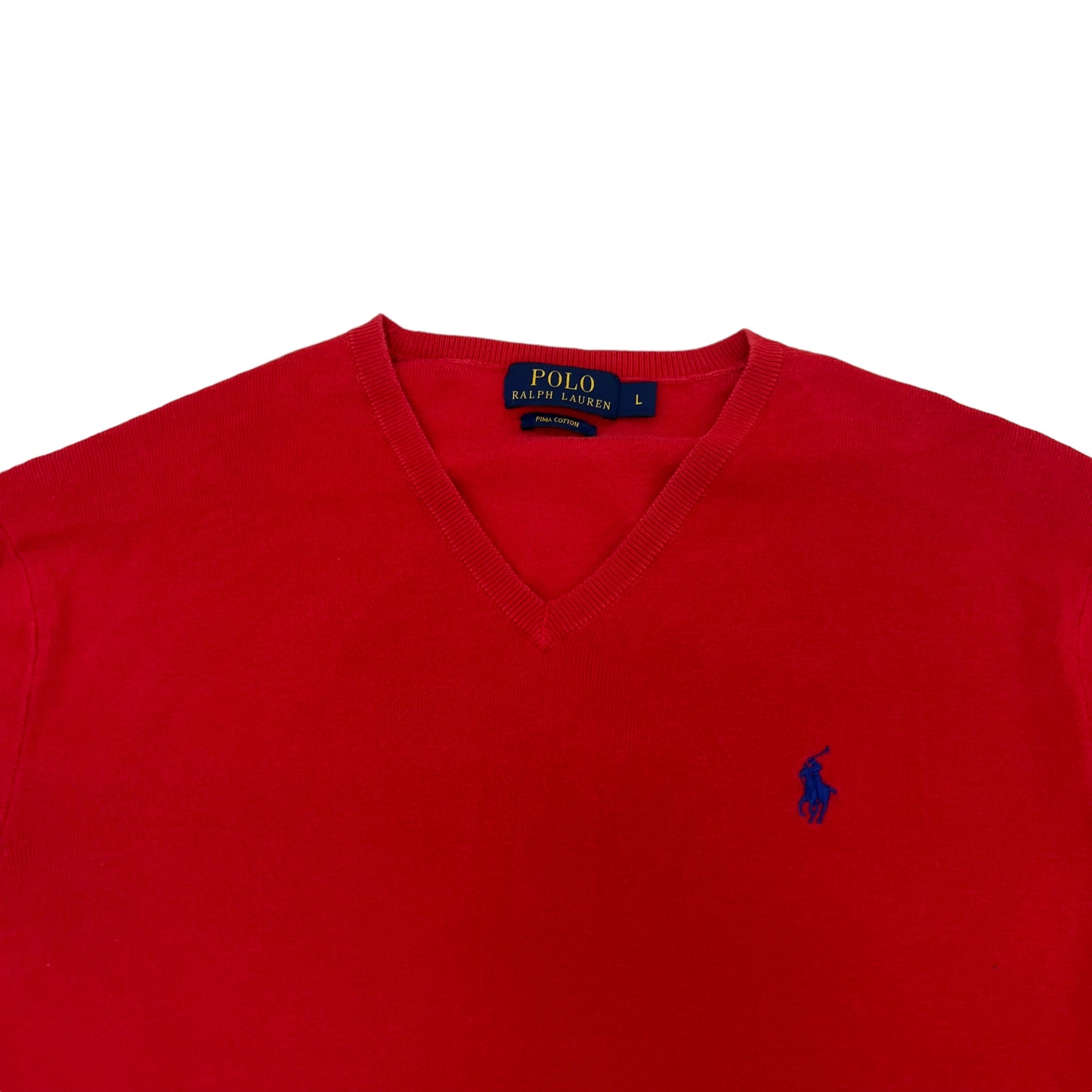 GM240 POLO RALPH LAUREN ポロラルフローレン 長袖 ニット トップス Vネック レッド メンズ L