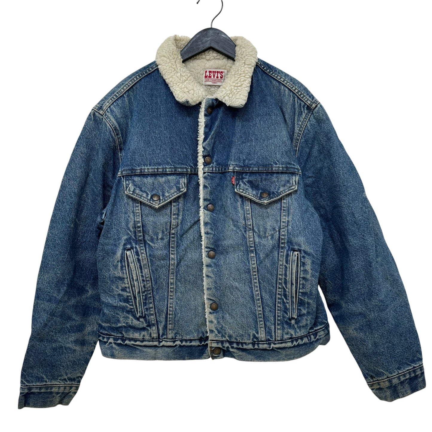 GC962 USA製 LEVI'S リーバイス デニムボアジャケット ジージャン デニムジャケット ジャケット 羽織り インディゴブルー メンズ サイズ44R