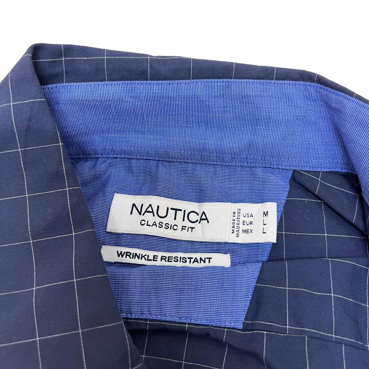 GM415 NAUTICA ノーティカ CLASSIC FIT 長袖 ボタンダウンシャツ 羽織り トップス ネイビー系 総柄 メンズ M