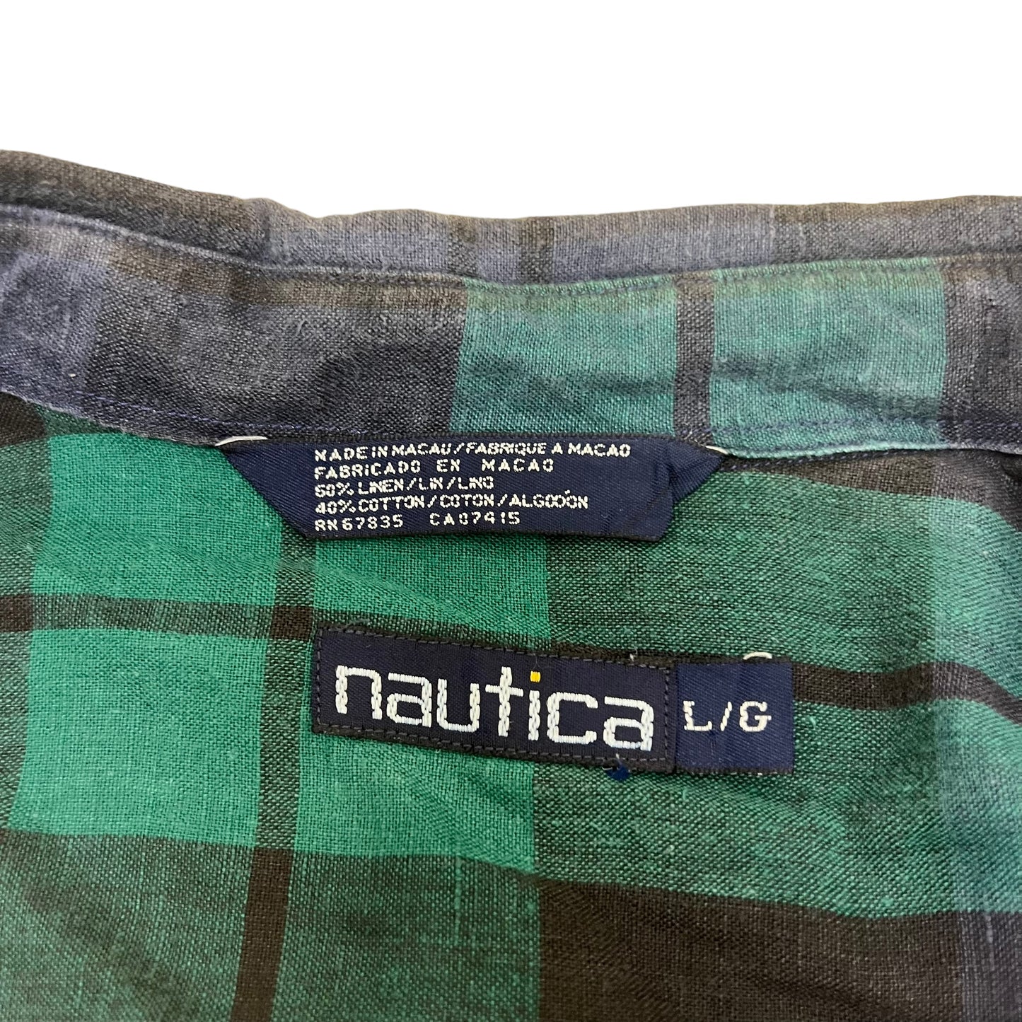 GM354 NAUTICA ノーティカ 長袖 シャツ 羽織り トップス リネン60% ネイビー メンズ L