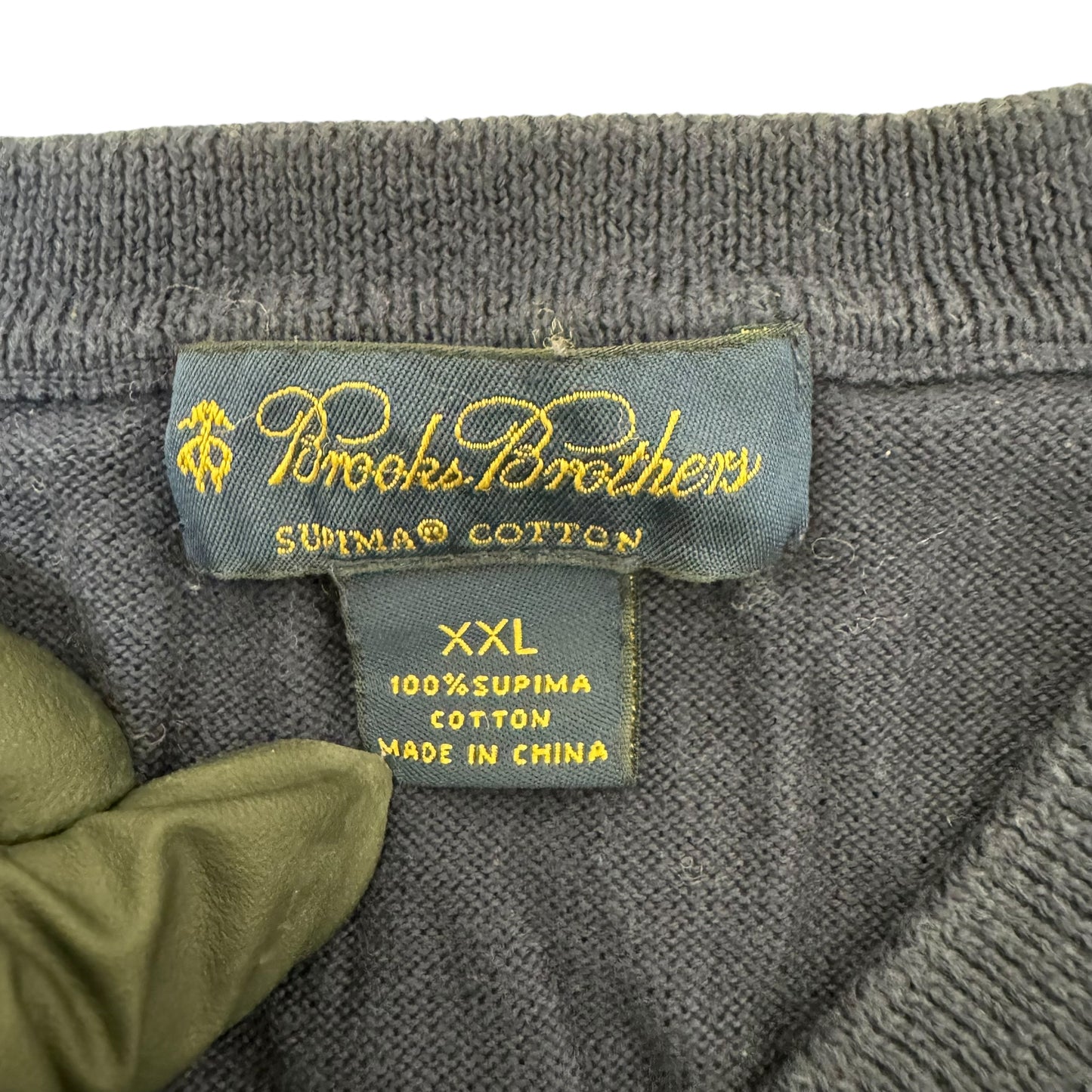 GC881 BROOKS BROTHERS ブルックスブラザーズ ニットセーター コットン 綿 100% コットンニット ニット Vネック ネイビー 長袖 メンズ サイズXXL