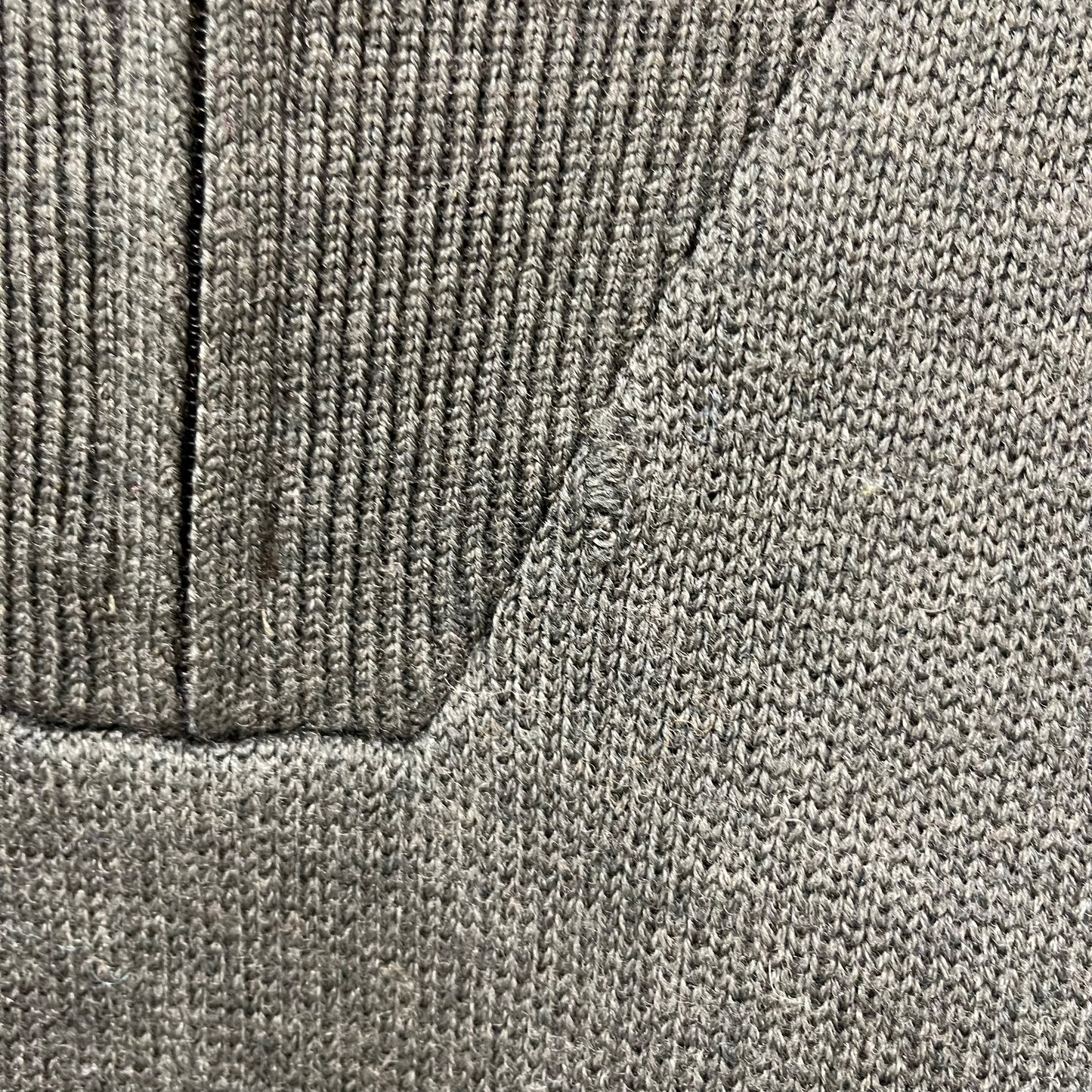 GC233 Barbour ニット セーター ハーフジップアップ トップス エルボーパッチ ダークグレー ウール100% メンズ サイズXXL