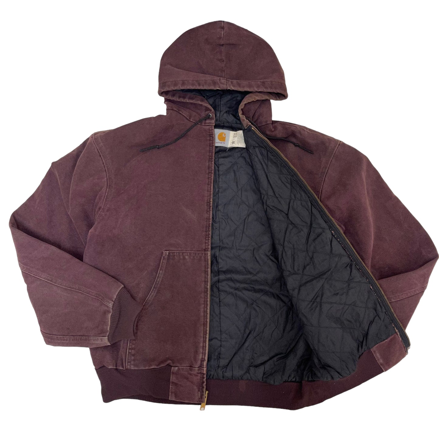 GC60 USA製 carhartt ダック生地 ジップアップワークジャケット 赤茶系 メンズ サイズLARGEREGULAR