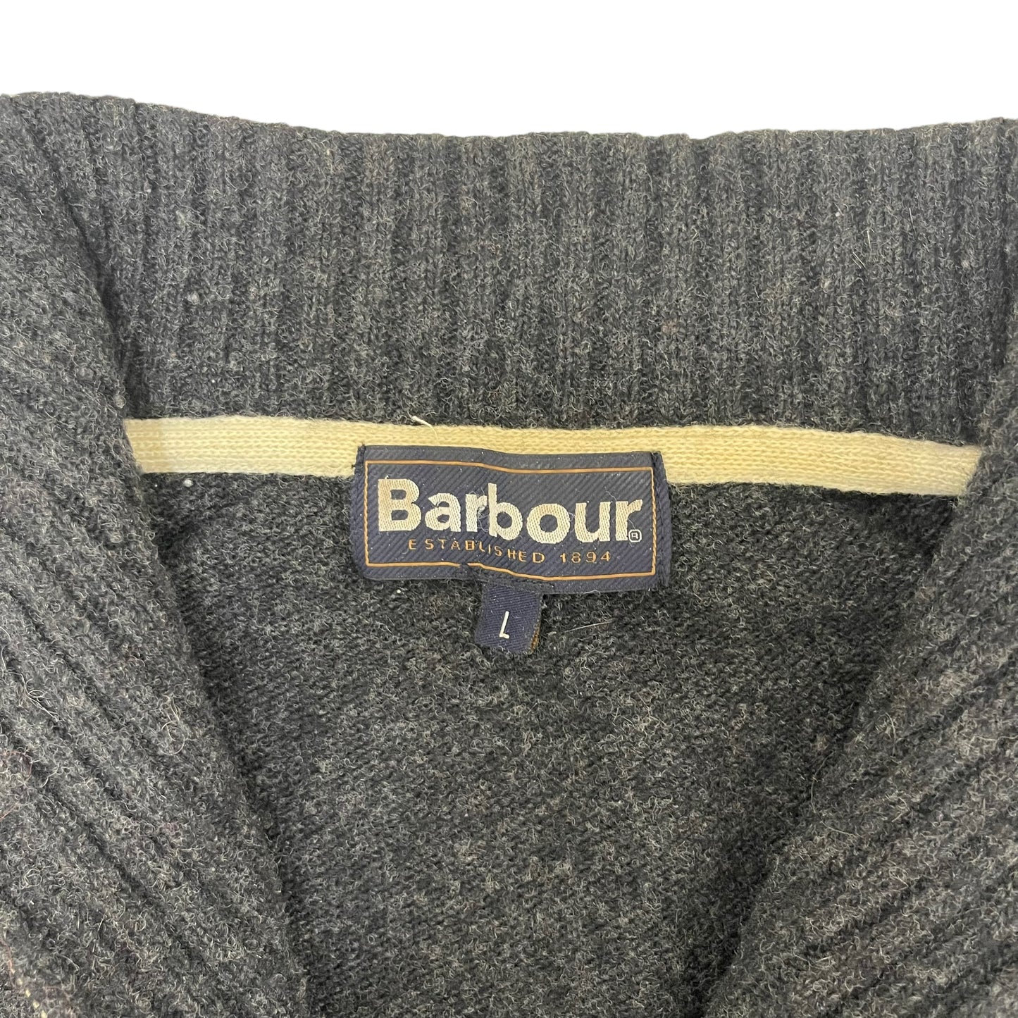 GC234 Barbour ニット セーター ハーフジップアップ トップス ウール100% ダークグレー メンズ サイズL