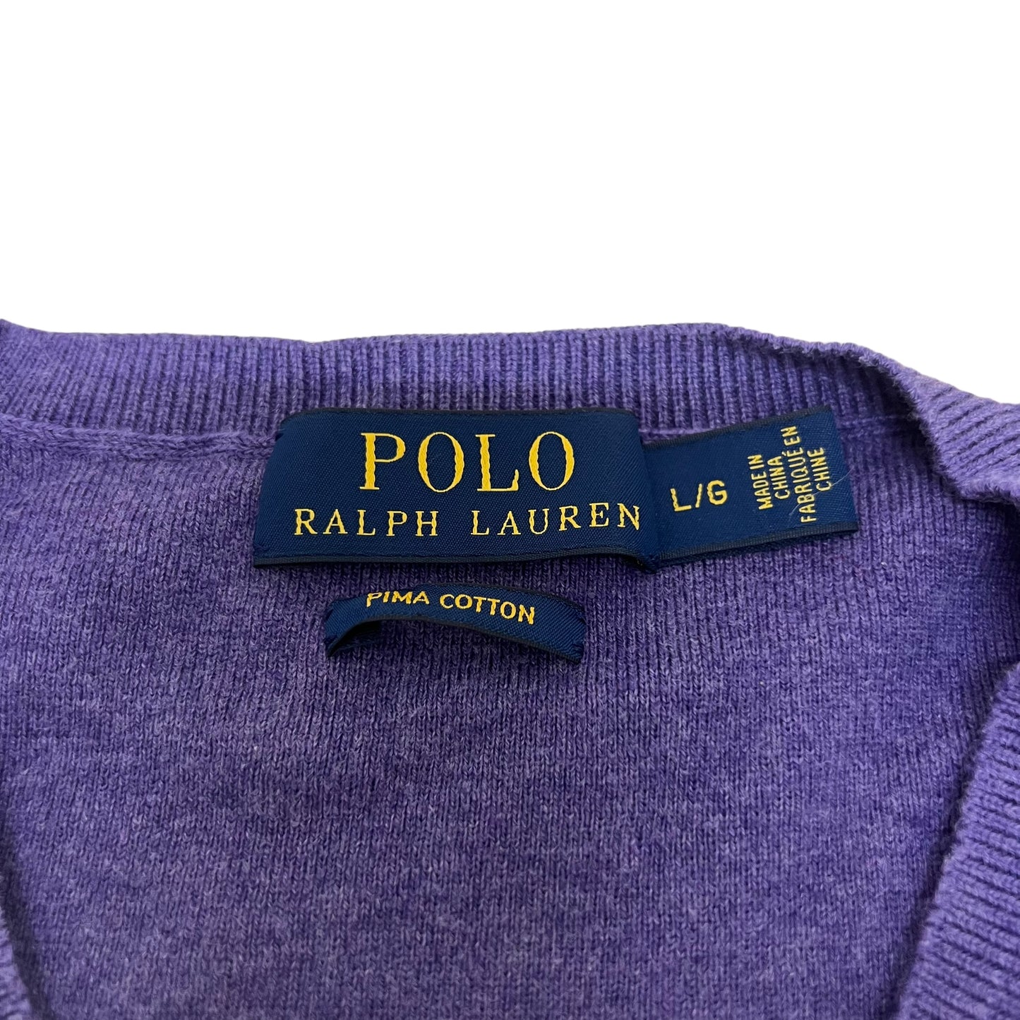 GM244 POLO RALPH LAUREN ポロラルフローレン 長袖 ニット トップス Vネック パープル系 メンズ L