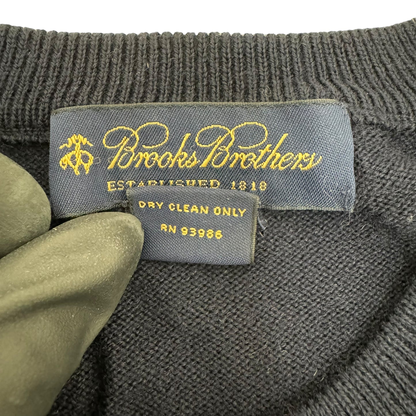 GC846 BROOKS BROTHERS ブルックスブラザーズ ニット セーター プルオーバー 長袖 トップス ブラック メンズ サイズL