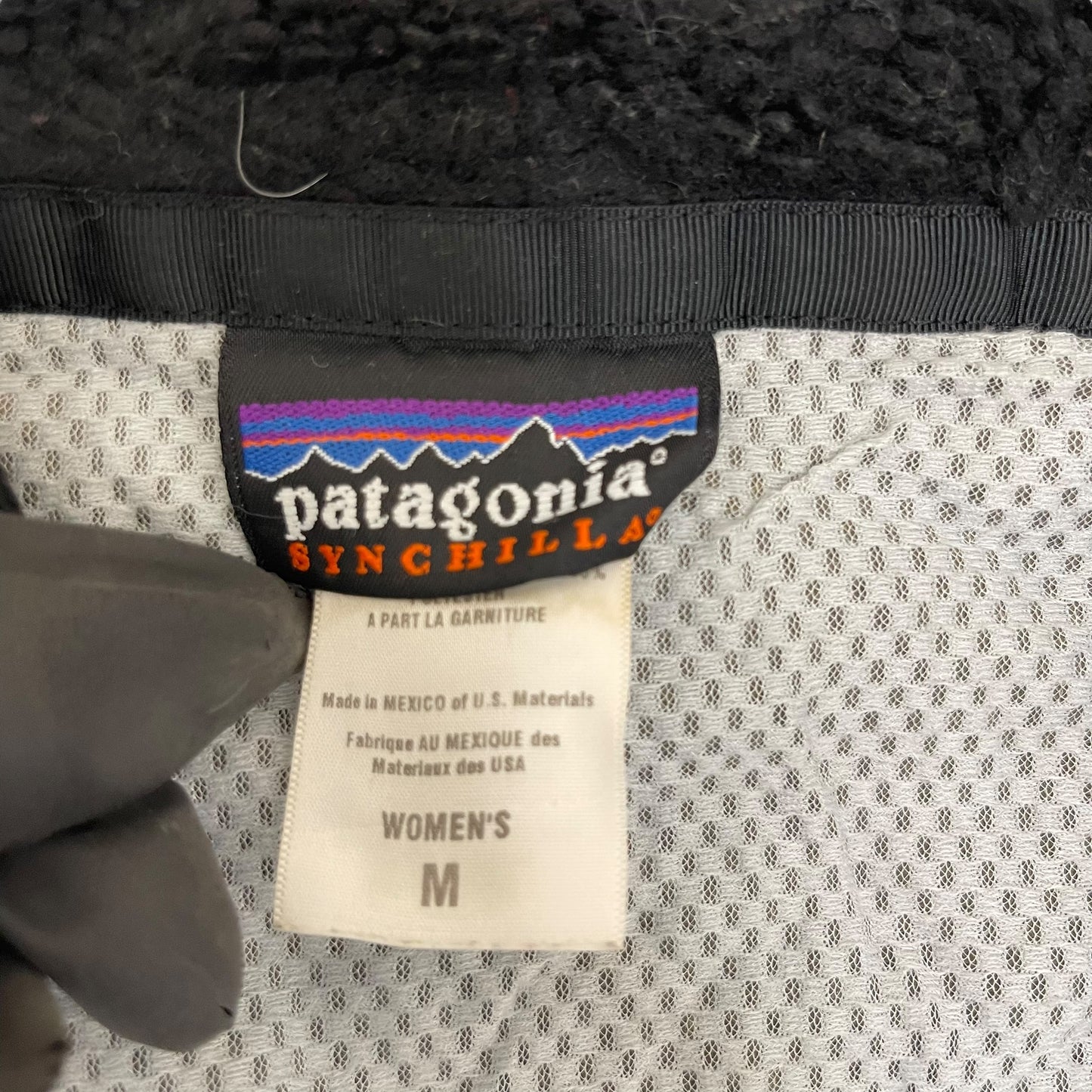 GC329 patagonia SYNGHILLA フリーストップス 切り替え トップス ジップアップ ブラック  レディース サイズM