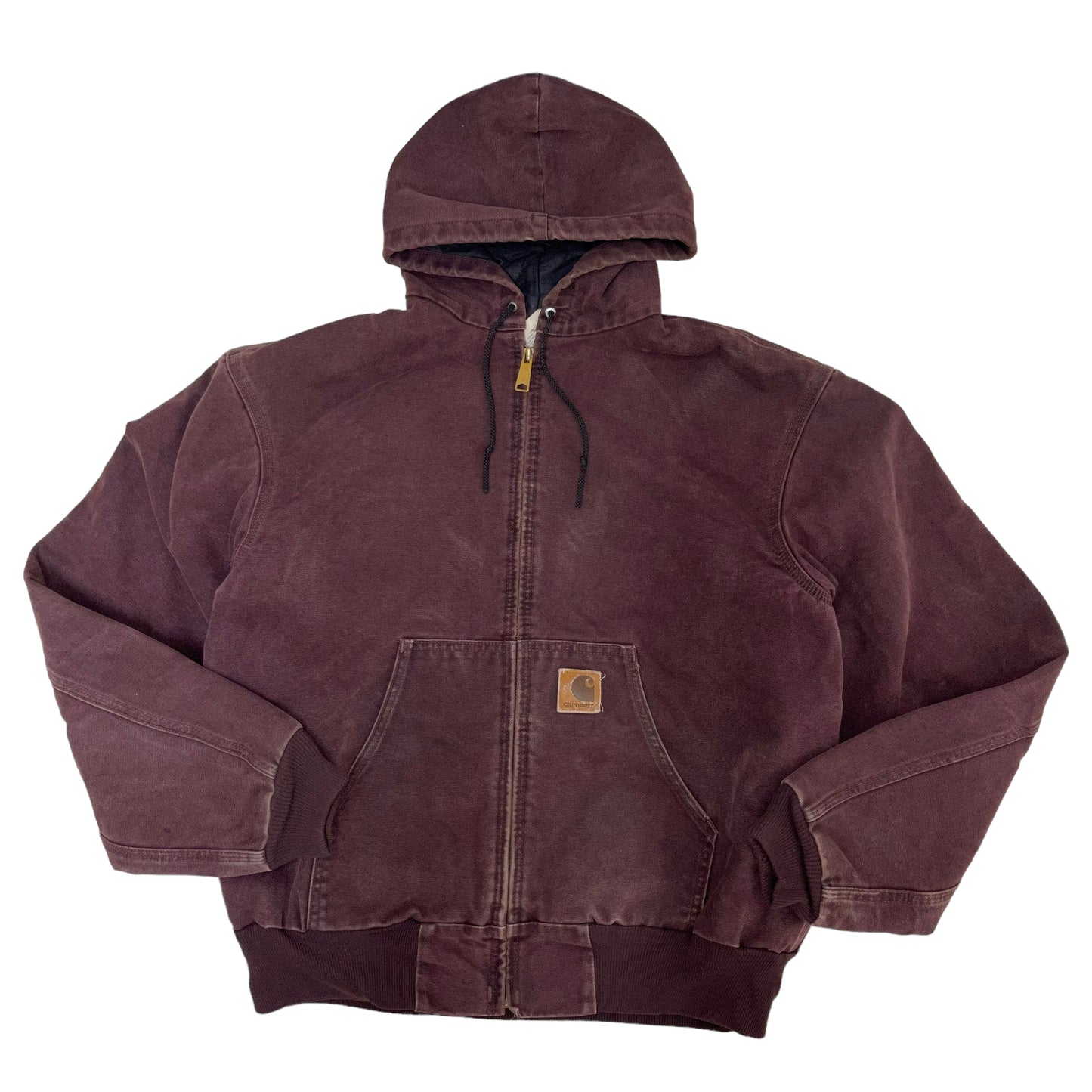 GC60 USA製 carhartt ダック生地 ジップアップワークジャケット 赤茶系 メンズ サイズLARGEREGULAR