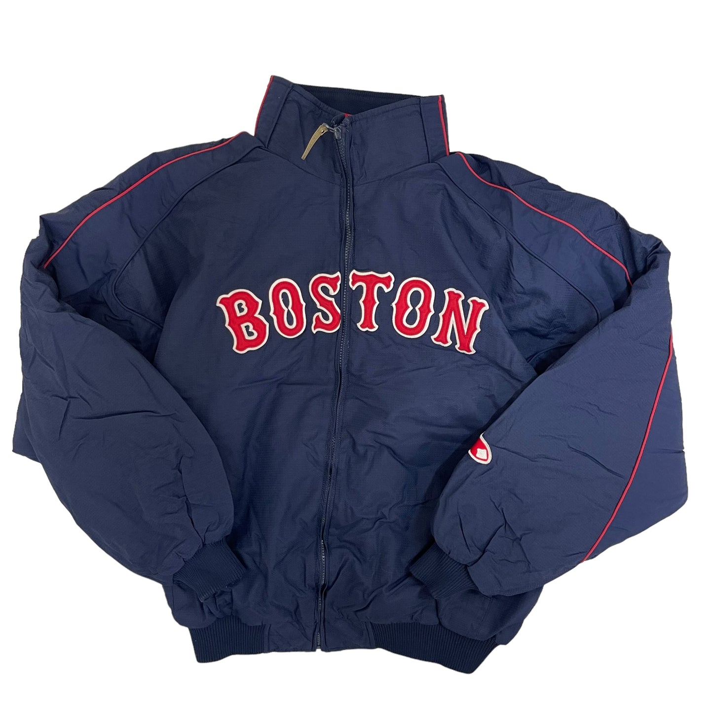 GC241 MLB Majestic Boston Red Sox ナイロンジャケット 裏起毛ジャケット ジャケット ジップアップ ネイビー メンズ サイズL