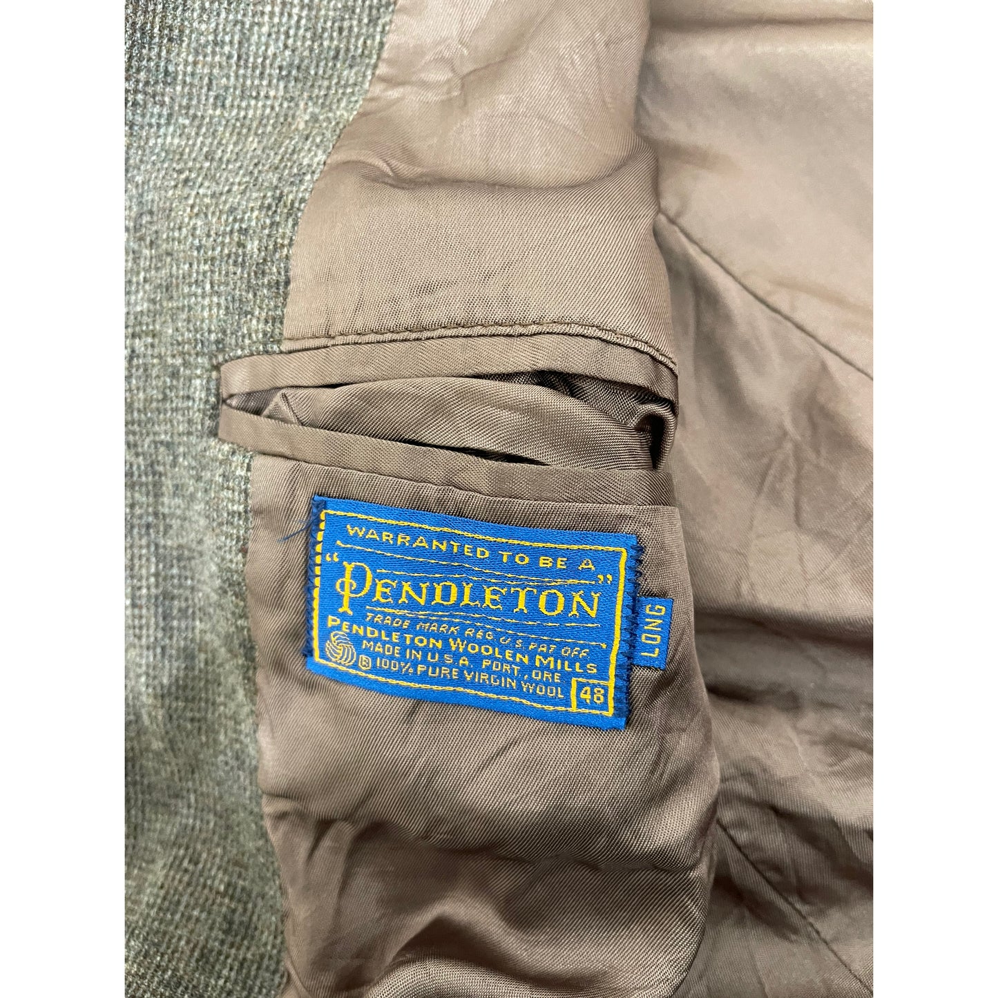 GC138 USA製 PENDLETON ウールジャケット テーラードジャケット エルボーパッチ ブラウン メンズ サイズ48
