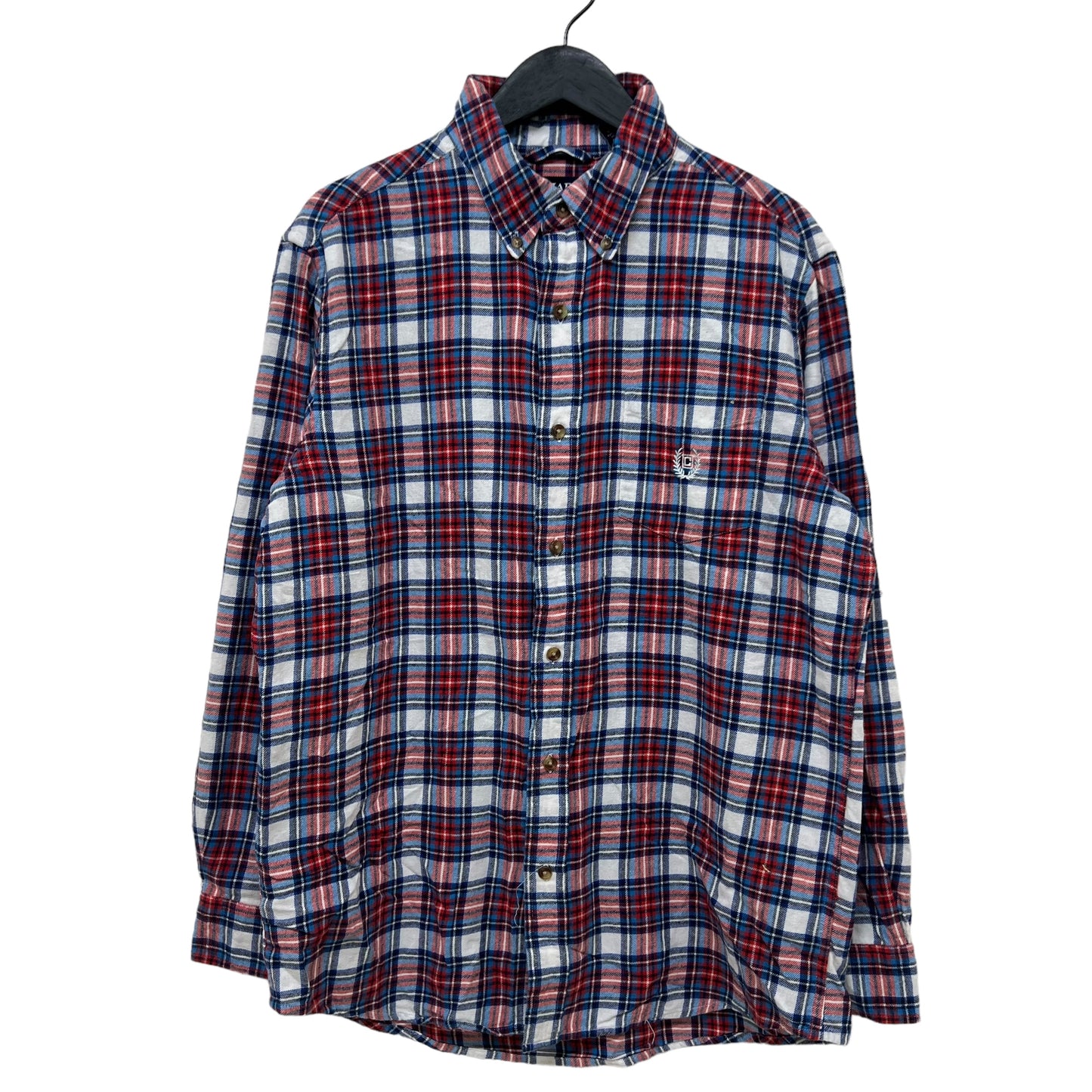 GM408 CHAPS チャップス BRUSHED FLANNEL 長袖 ボタンダウンシャツ 羽織り トップス フロントボタン レッド系 総柄 メンズ M