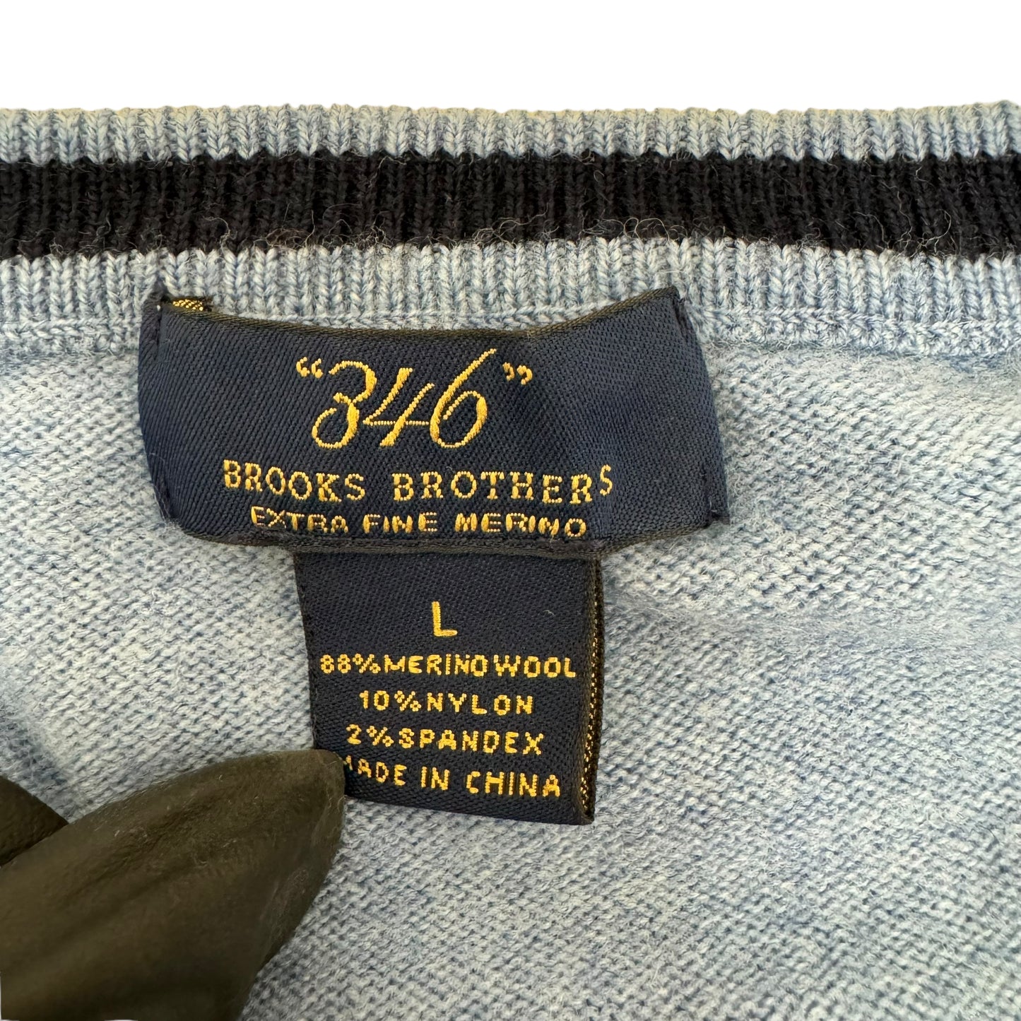 GC877 BROOKS BROTHERS 346ブルックスブラザーズ ニットセーター ウールニット Vネック 長袖 ライトブルー メンズ サイズL