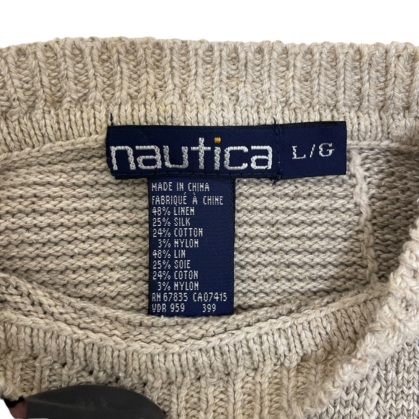 GC182 nautica ニット セーター トップス ベージュ系 チェック柄 メンズ サイズL