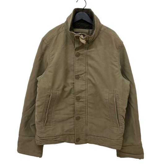 GM127 Abercrombie&Fitch アバクロンビー＆フィッチ アバクロ 長袖 ジップアップ ダックジャケット 裏ボア ベージュ系 メンズ M