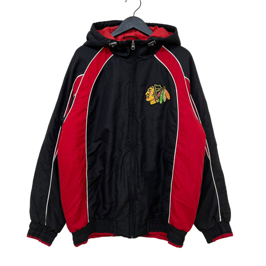 GM198 NHL CHICAGO BLACKHAWKS シカゴ ブラックホークス 長袖 ジップアップ トップス ブラック レッド メンズ M