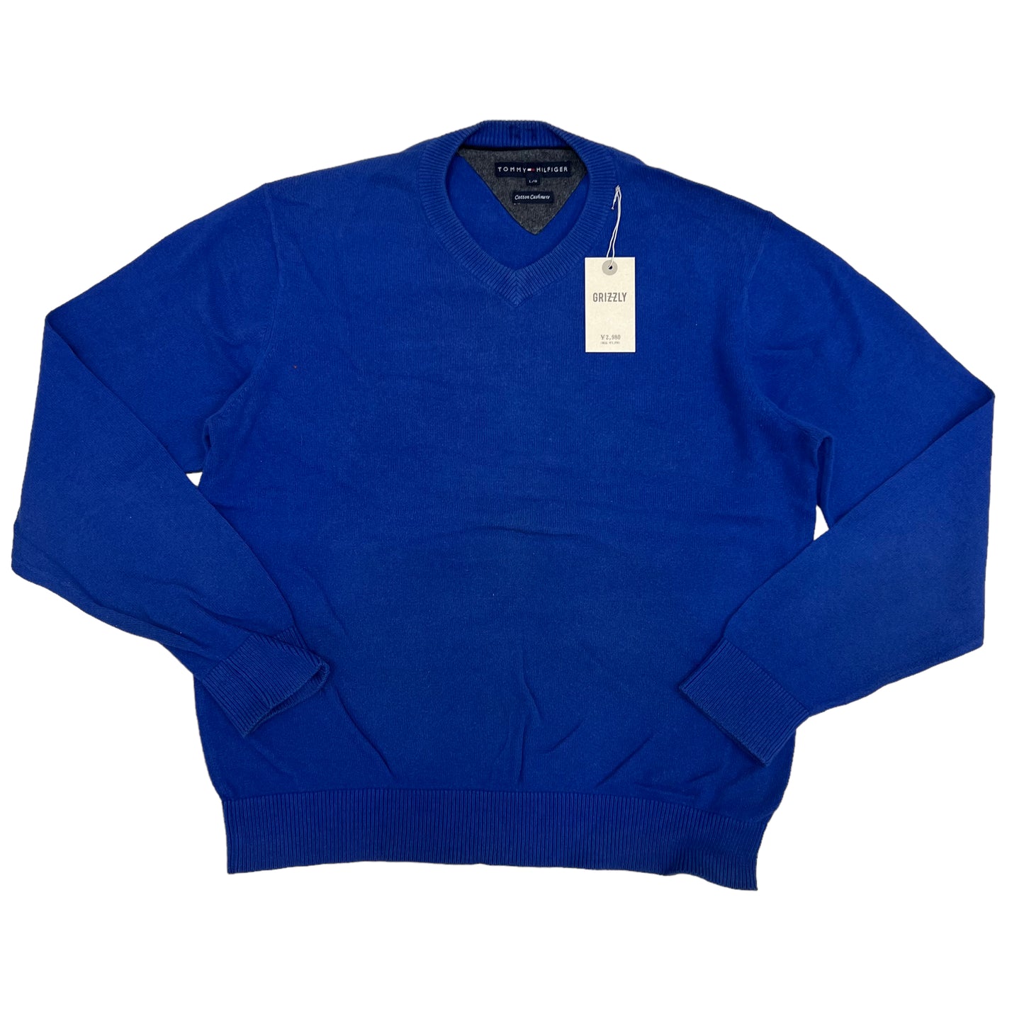 GM12 TOMMY HILFIGER トミーヒルフィガー Cotton Cashmere ニット トップス ブルー系 メンズ サイズ L