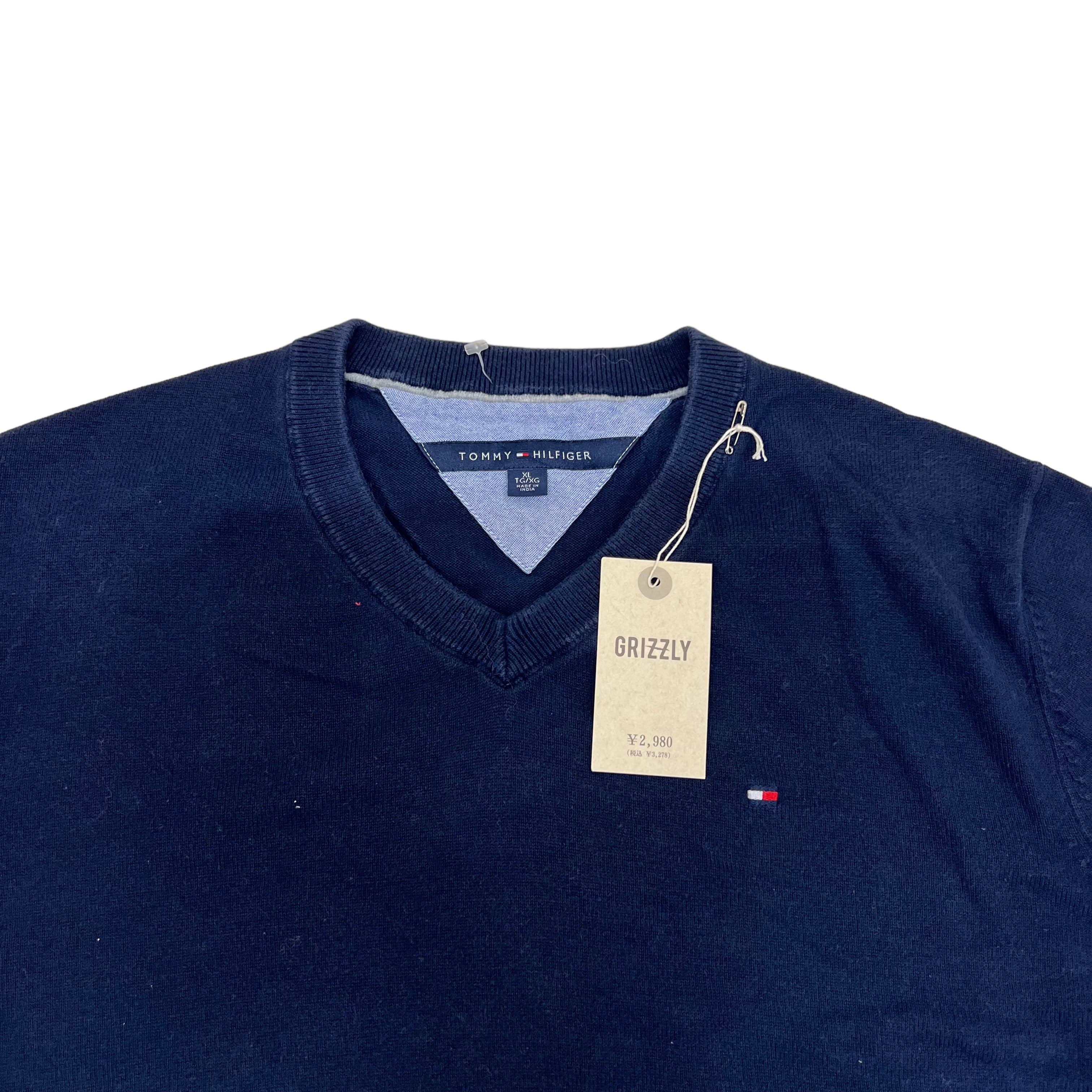 GM16 TOMMY HILFIGER トミーヒルフィガー ニット セーター トップス ネイビー メンズ XL