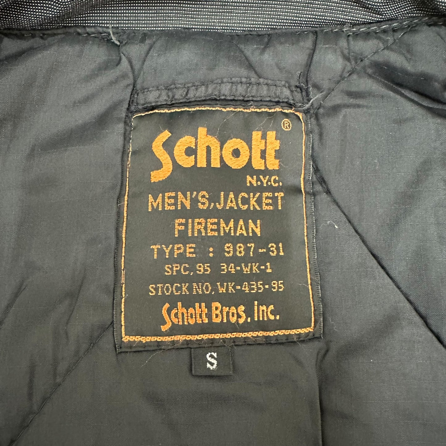 GN123 Schott MEN'S,JACKET FIREMAN TYPE:987-31 S