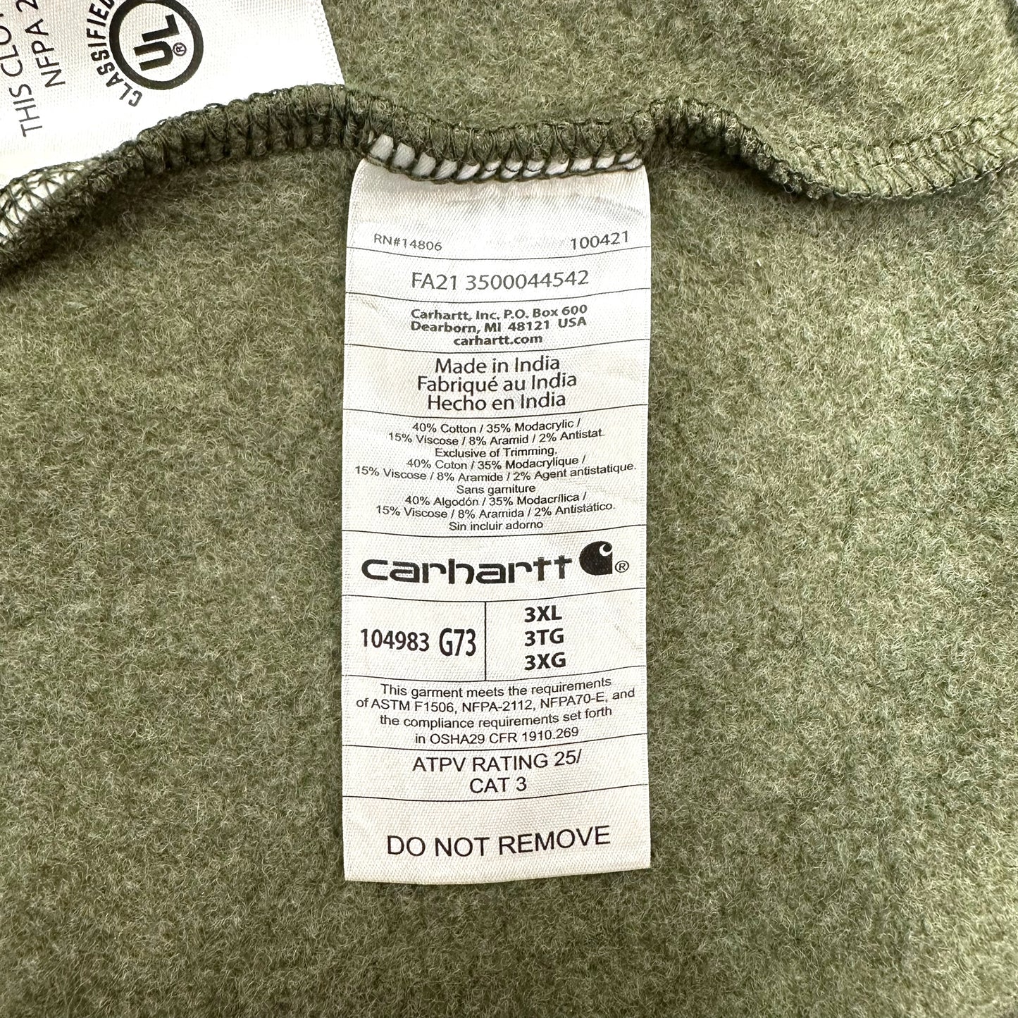 GN87 FR carhartt カーハート パーカー プルオーバー グリーン系 3XL