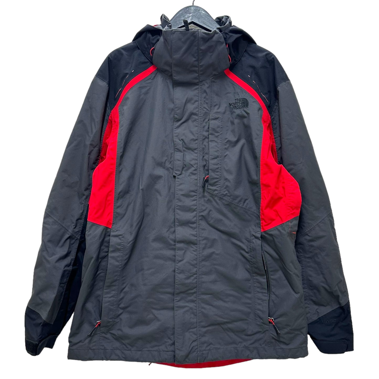 GN101 THE NORTH FACE HYVENT ナイロン マウンテン パーカー M メンズ グレー×レッド