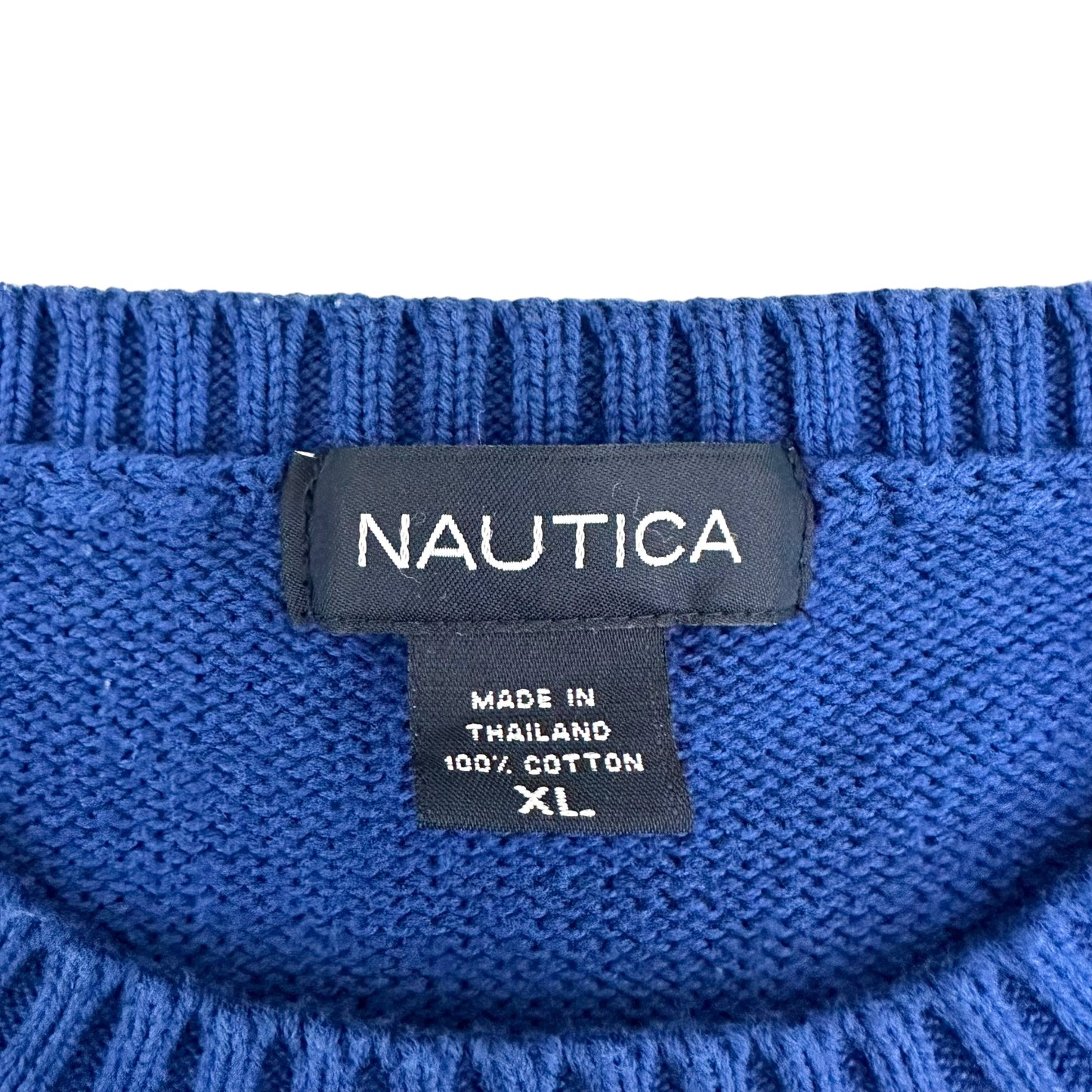 GN115 NAUTICA ノーティカ ボーダー コットン ニット XL ブルー系